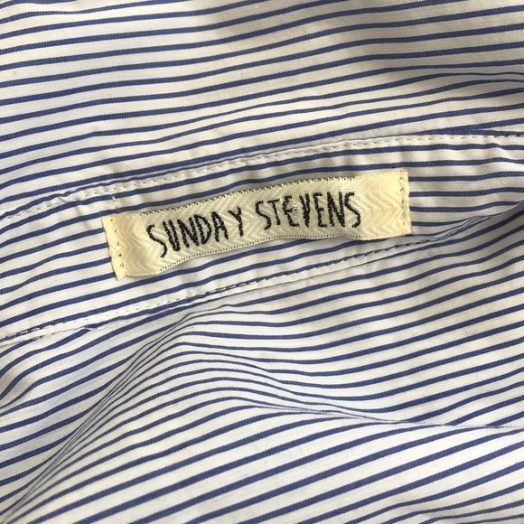 Sunday Stevens Button Down Open Back Striped Top - Picture 4 of 4